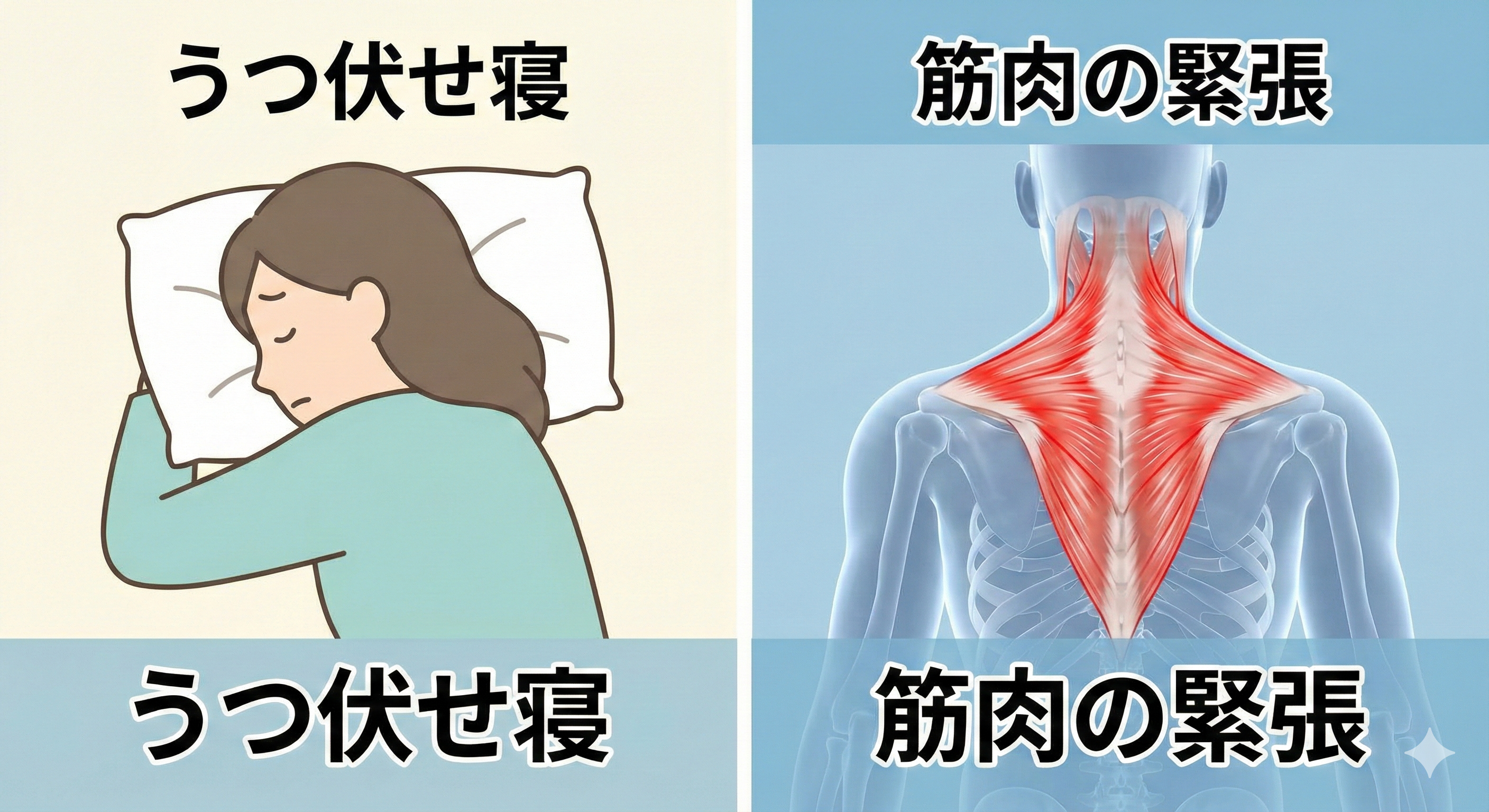 寝姿勢や筋肉の緊張のイメージ