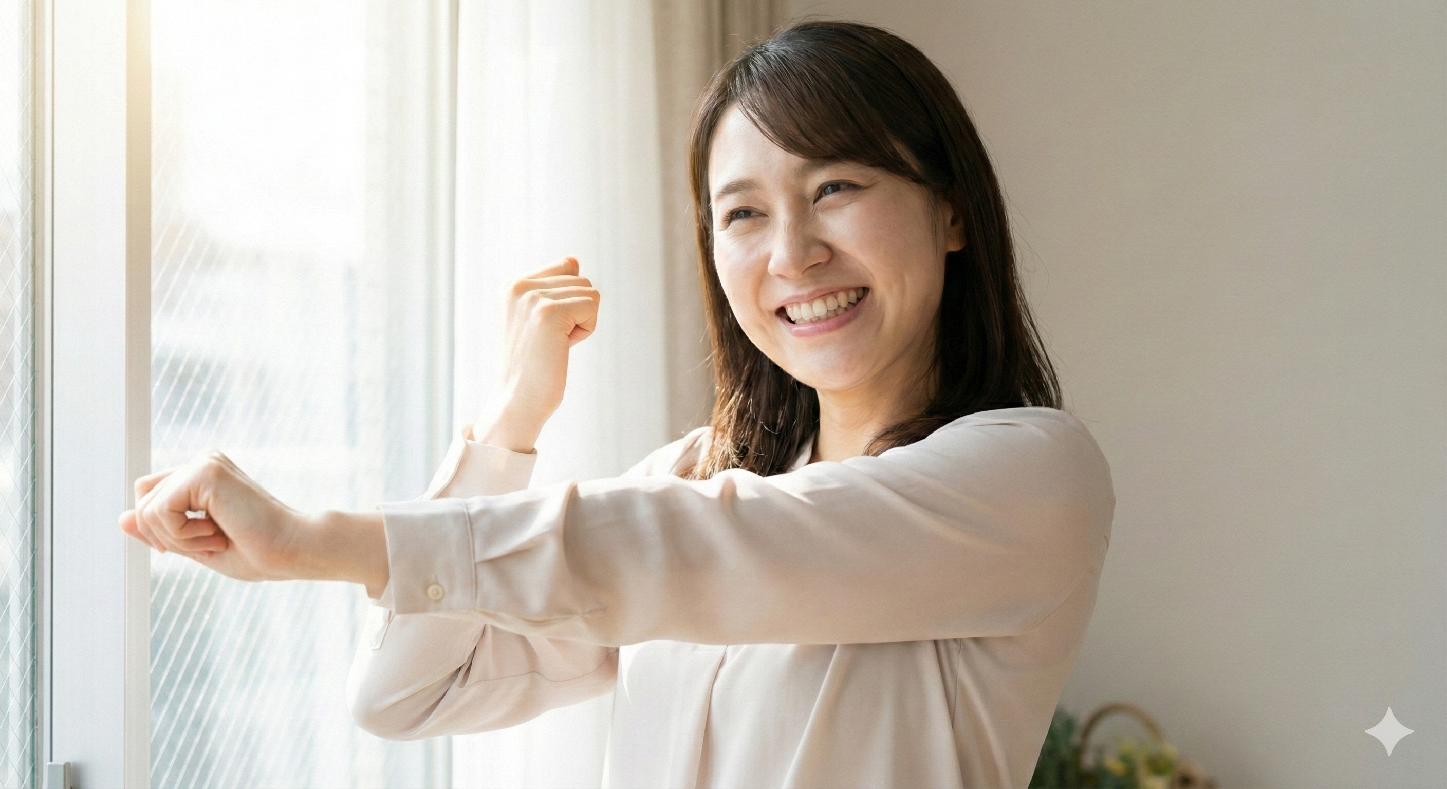 笑顔でスッキリしたイメージ