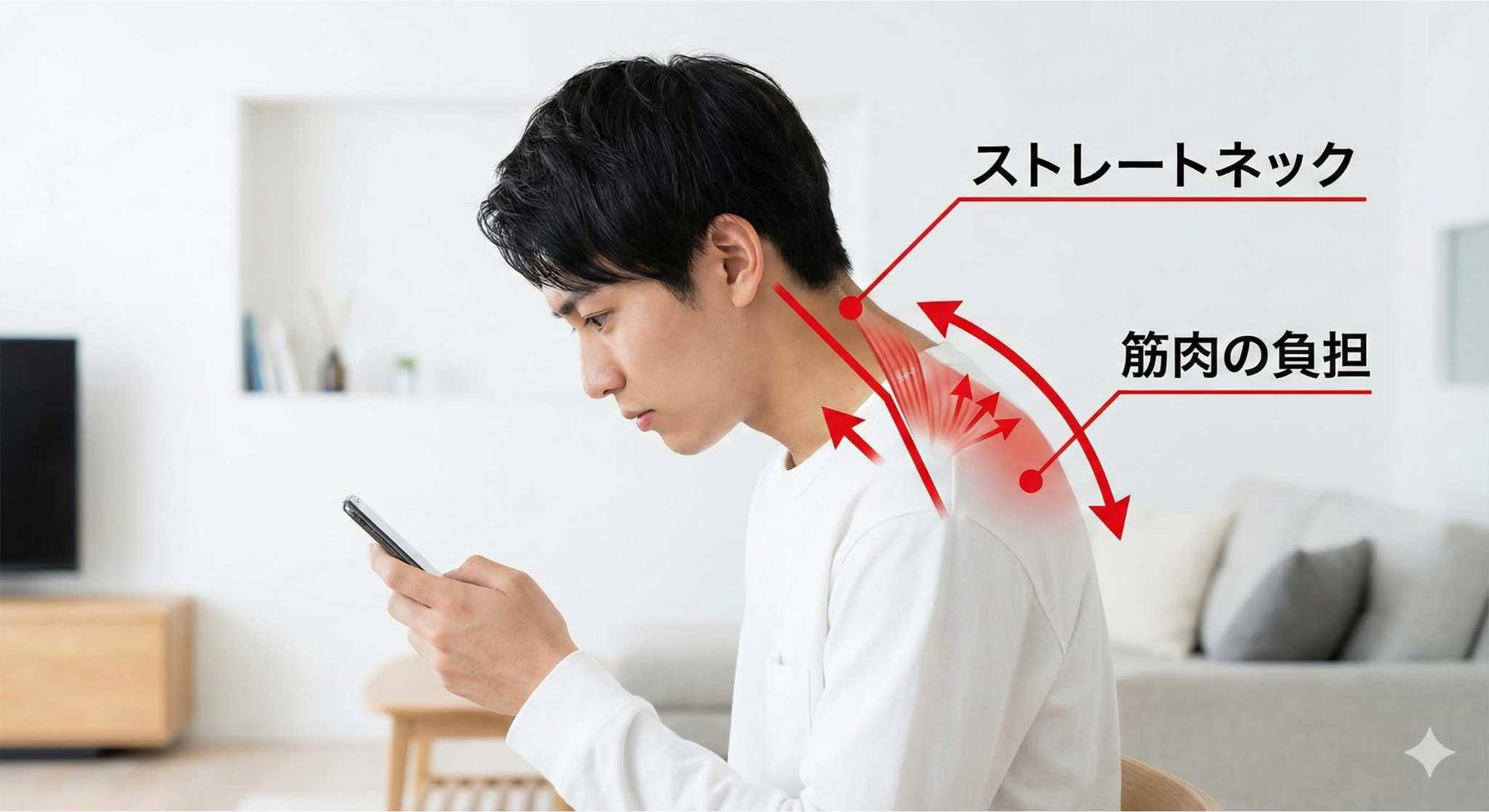 ストレートネックや猫背のイメージ