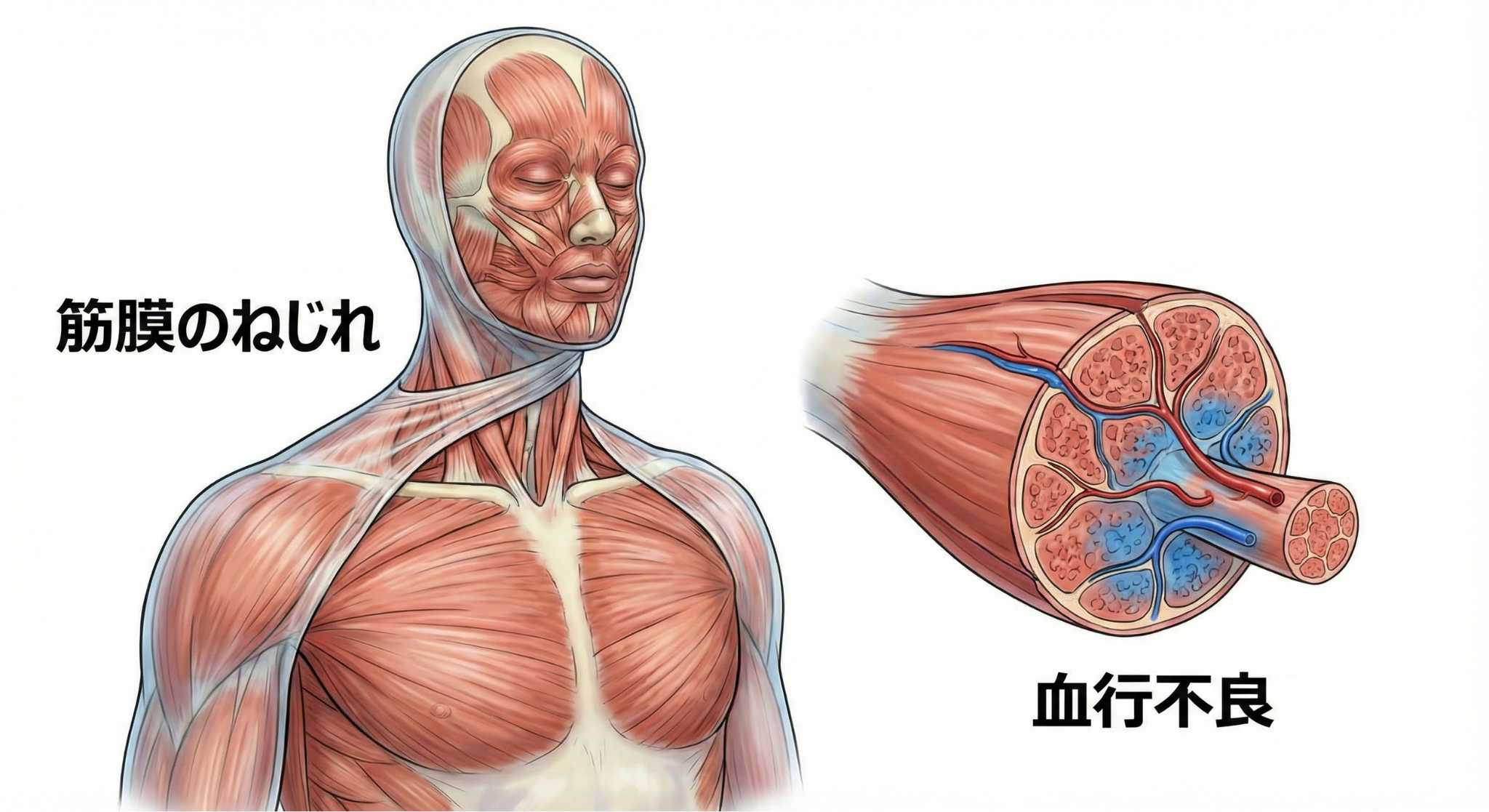 筋膜のねじれや血行不良のイメージ