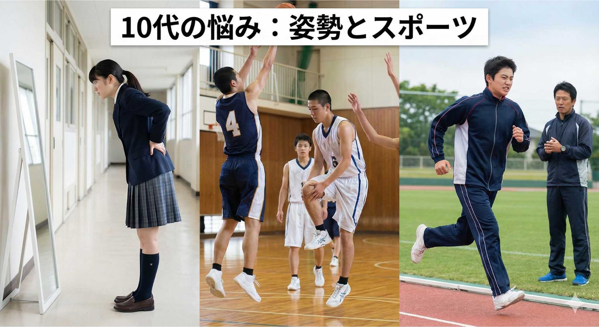 10代の学生が姿勢を気にするイメージ