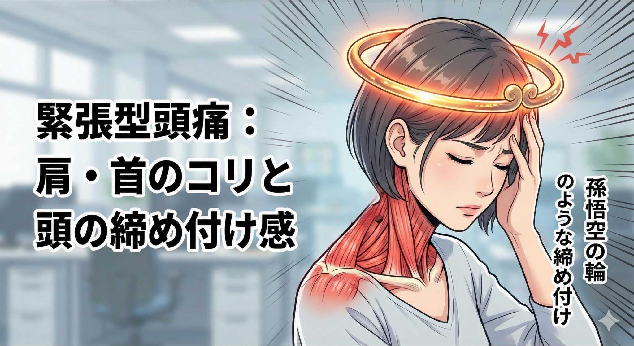 頭が締め付けられる緊張型頭痛のイメージ