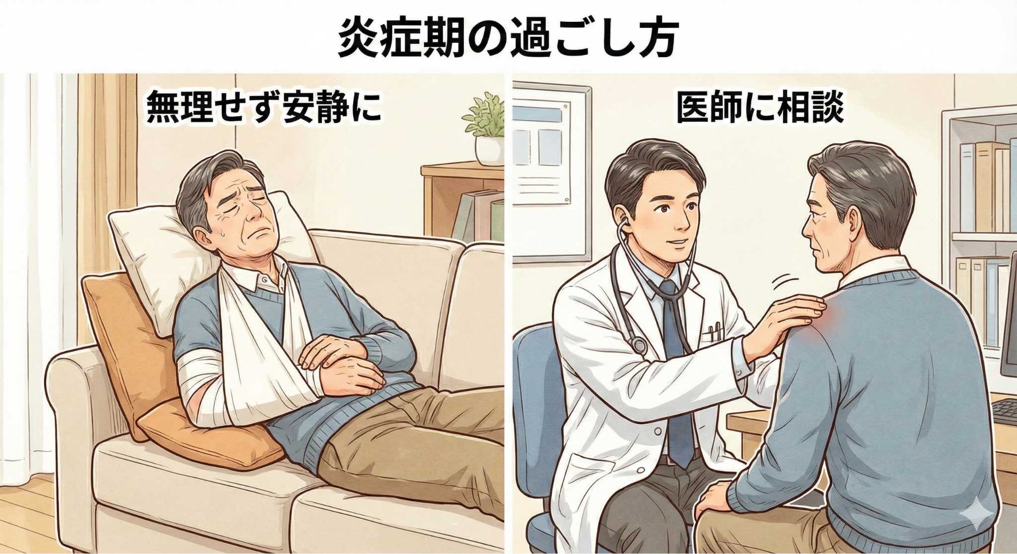 痛みに耐えて安静にしているイメージ