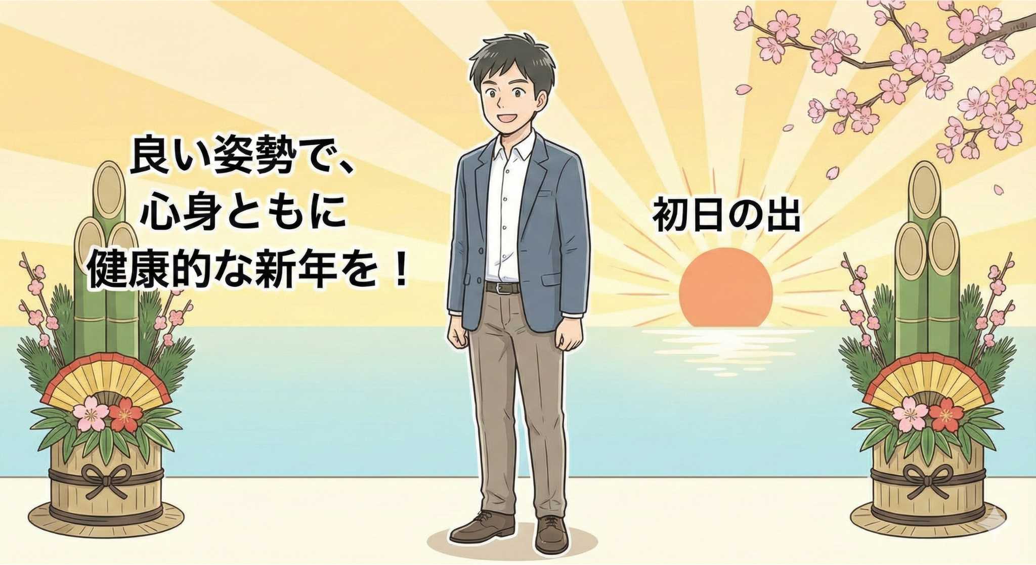 良い姿勢で新年を迎えるイメージ