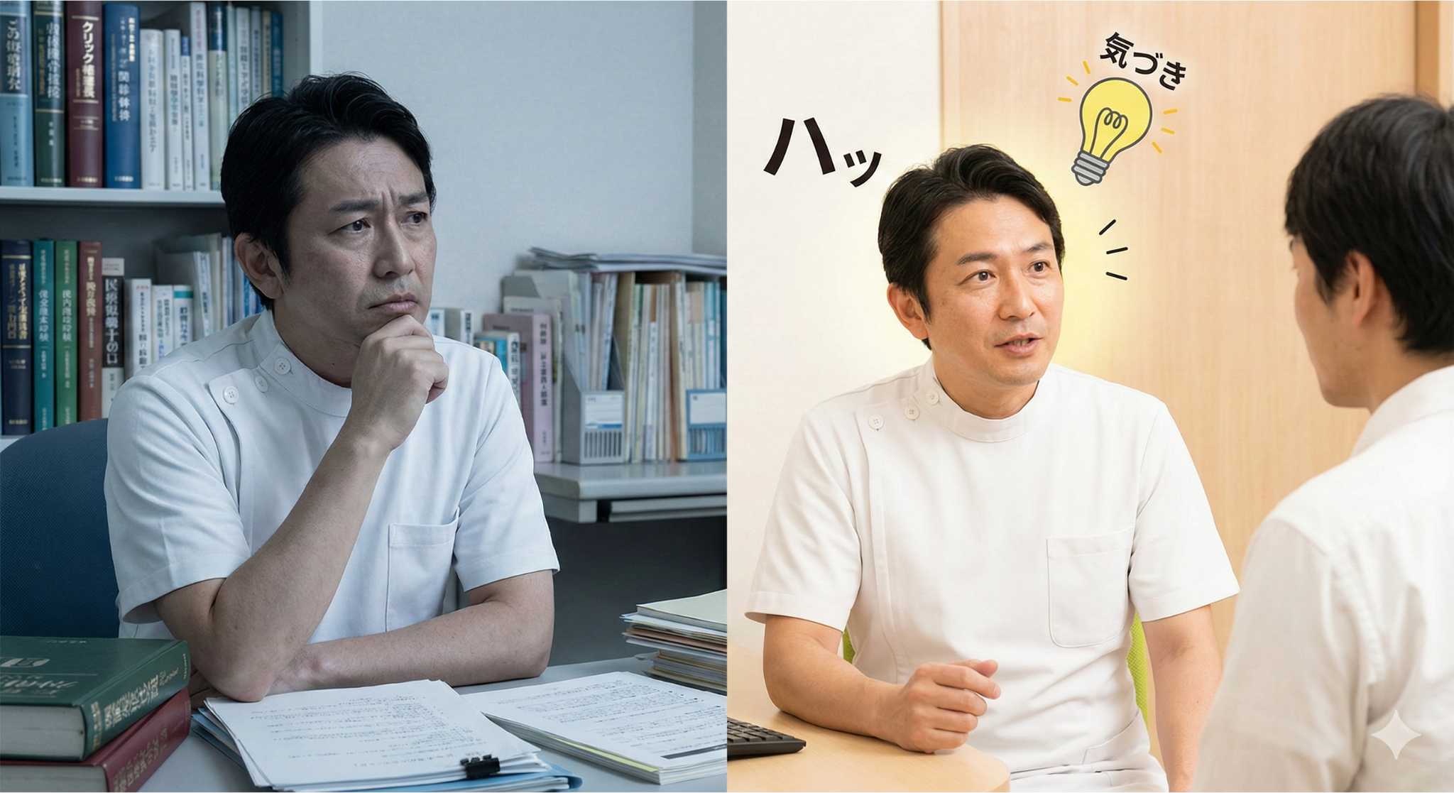 試行錯誤する院長と患者様との対話イメージ