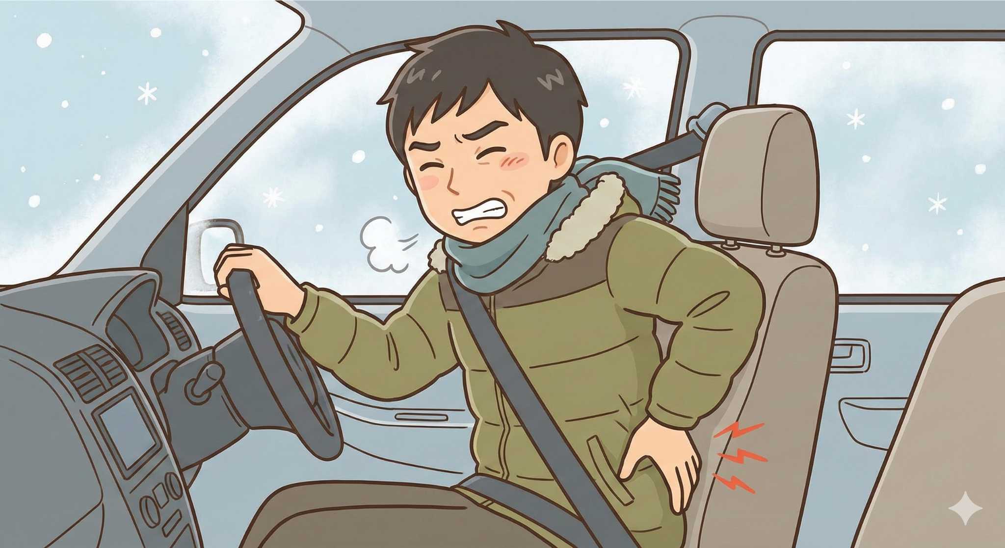 運転中に腰が痛い…冬の車内で起こりやすい姿勢の崩れ